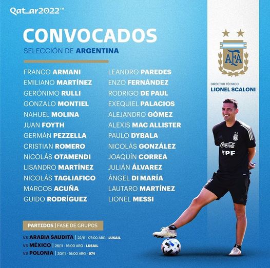 ¡oficial Esta Es La Lista De 26 Jugadores De Argentina Que De La Mano